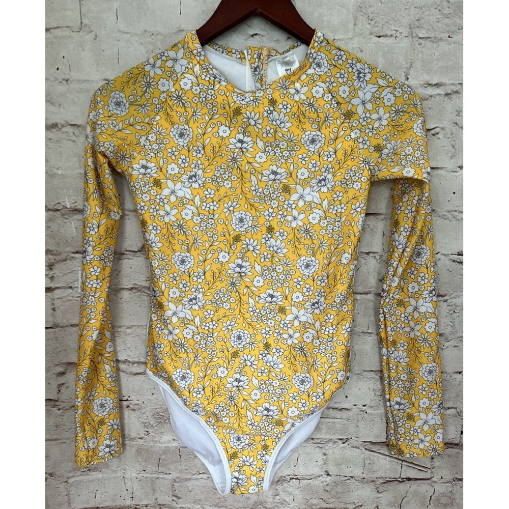 art class Yellow Floral Long-Sleeve One-Piece Swimsuit